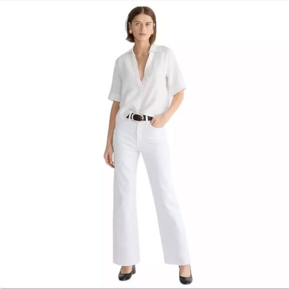 J Crew Slim Wide Leg Jeans Womens Size 32 White - Picture 2 of 15